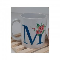Taza con Inicial y flores