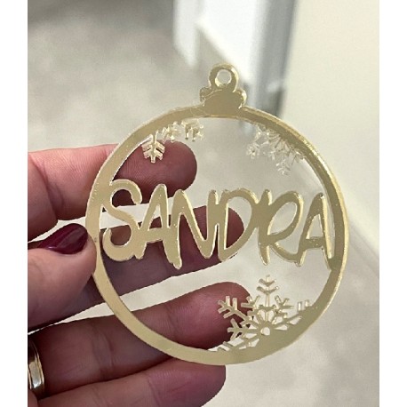 Bola Navidad con lazada y reno 9 cm nombre