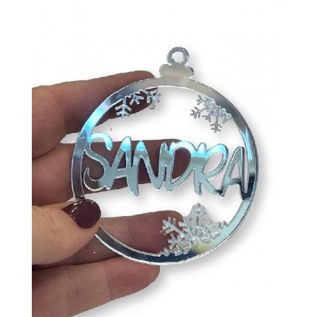 Bola de Navidad metacrilato PATA ESPEJO 6.5 cm con nombre