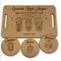 Bandeja Reyes Magos 28x18 cm y tres posavasos (SIN PERSONALIZACIÓN)