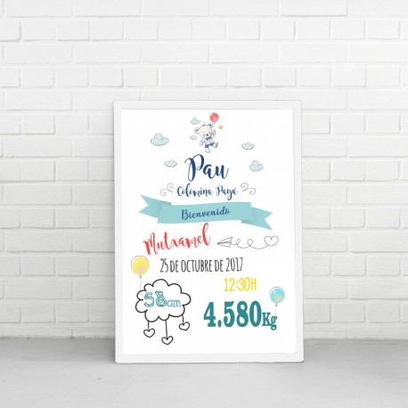 Lámina con marco oso azul